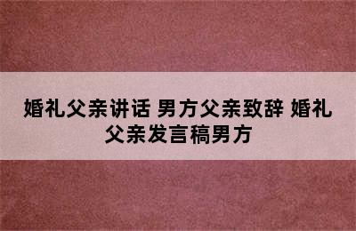 婚礼父亲讲话 男方父亲致辞 婚礼父亲发言稿男方